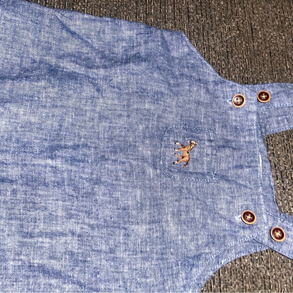 Janie and jack Denim print Overalls with Embroidered horse